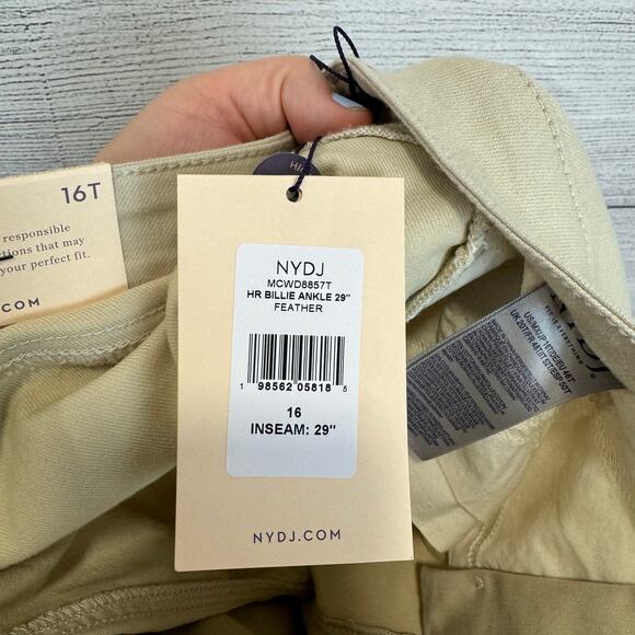 NYDJ Plus Size High Rise Billie Cream Mini Boot Ankle Jeans Size 16 TALL - Picture 8 of 9